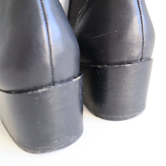 Black Leather Pointed Toe Chelsea Ankle Boots, Size 6 - Picture 9 of 11